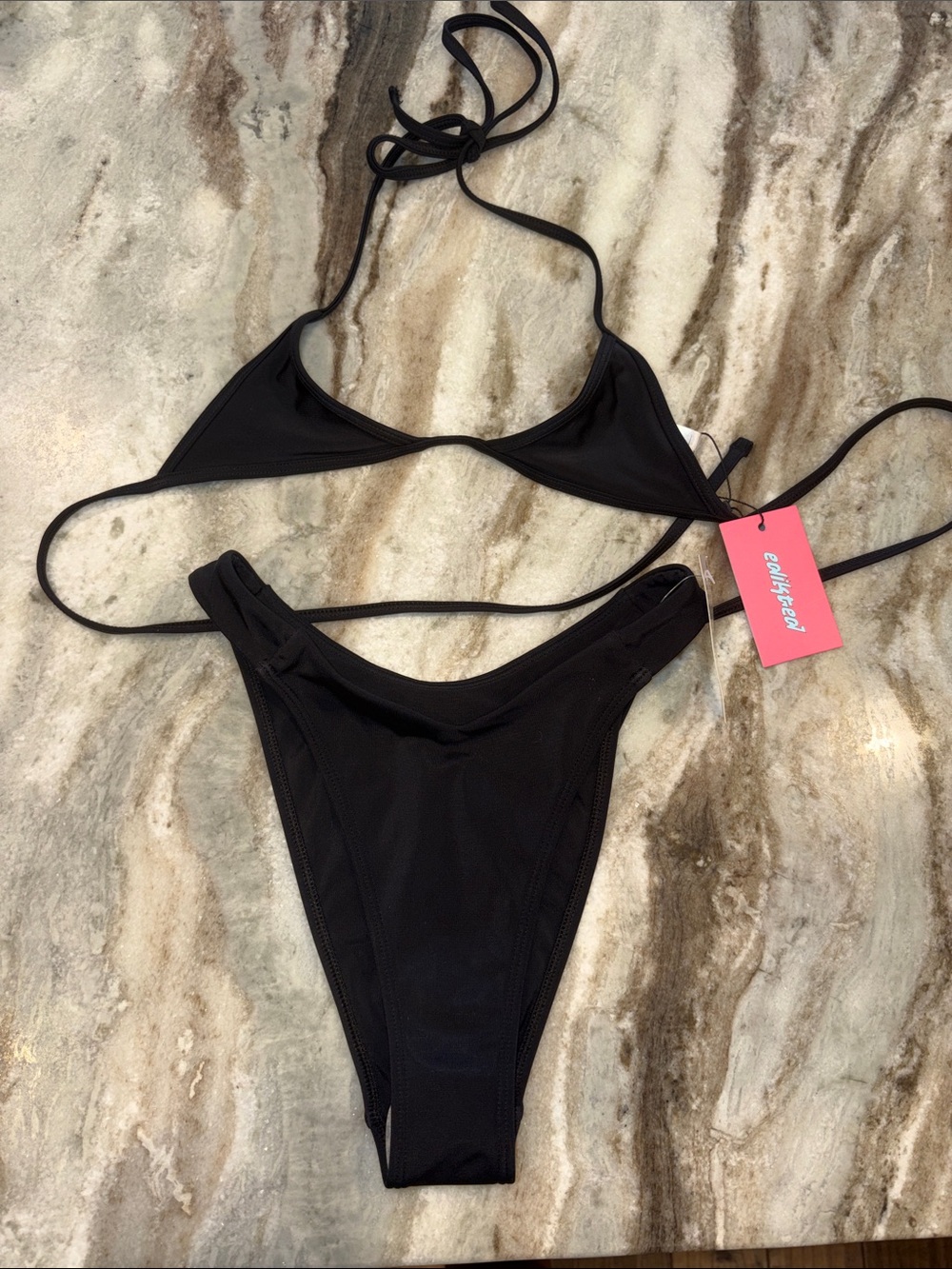 Edikted + Pacsun Black Micro Triangle Bikini Set